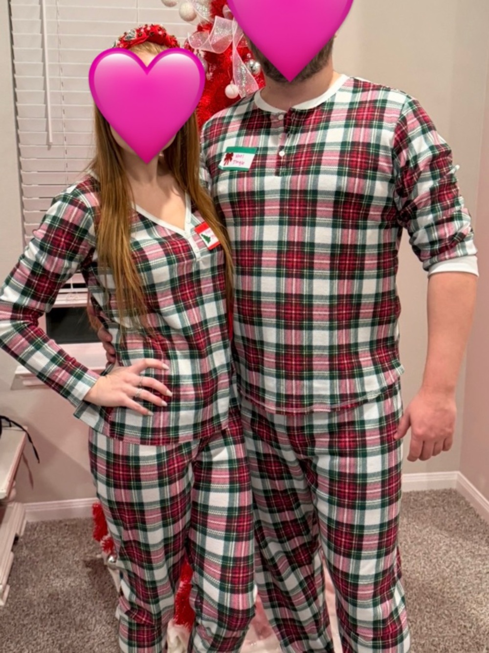 Men’s Set - Red, Green & White Plaid Pajamas